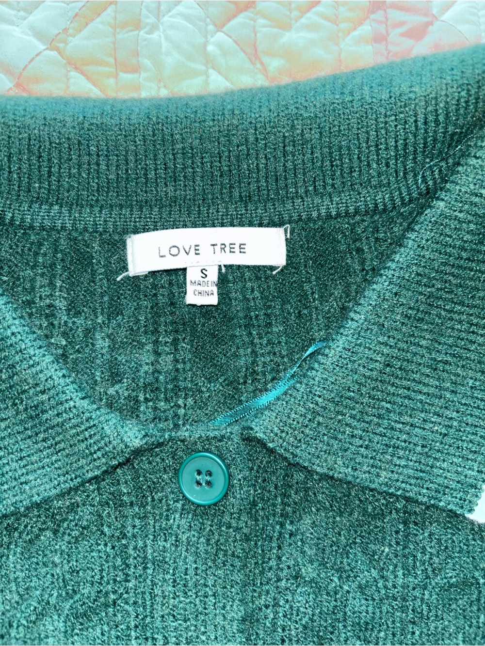 Love Tree Soft Green Polo Cardigan Sweater Sz S - Picture 2 of 5